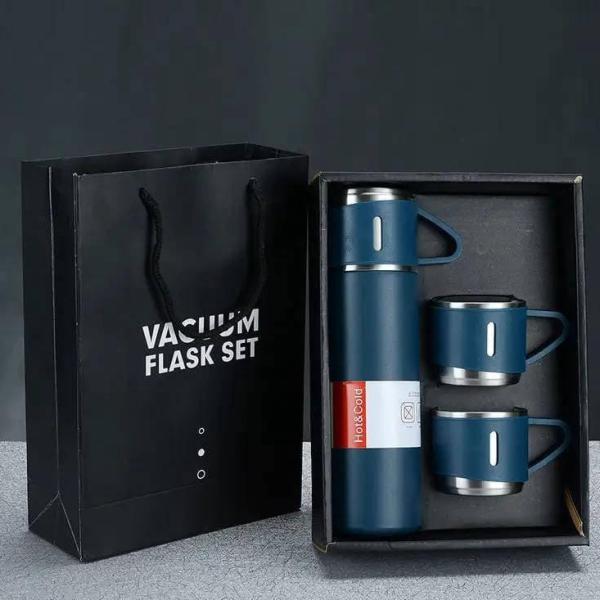 Stainless Steel Vacuum Flask Set With 2 Cups, 500ml