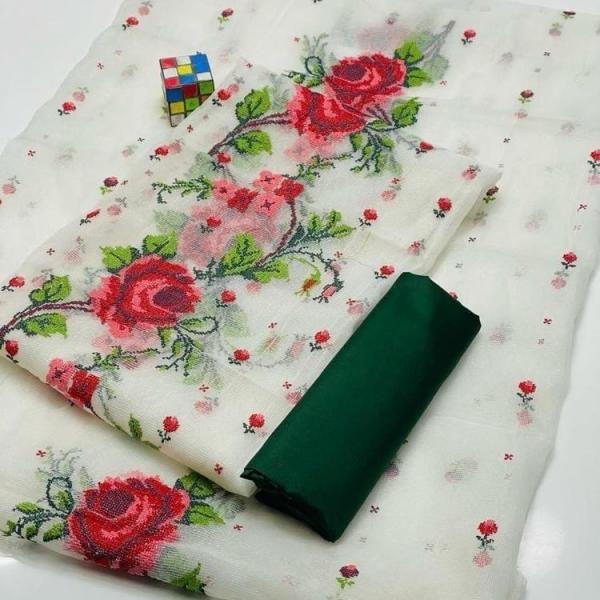 3 Pcs Women’s Unstitched Khaadi Net Embroidered Suit