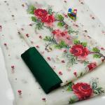 3 Pcs Women’s Unstitched Khaadi Net Embroidered Suit