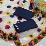 3 Pcs Women's Unstitched Katan Silk Plain Suit