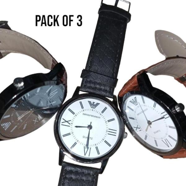 Men's Casual Analogue Watch, Pack Of 3