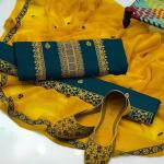 4 Pcs Women's Unstitched Cotton Embroidered Suit.