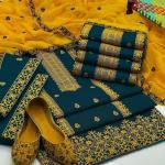 4 Pcs Women's Unstitched Cotton Embroidered Suit.