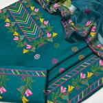 3 Pcs Women's Unstitched Cotton Embroidered Suit
