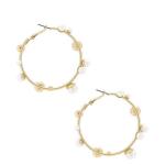 Gold and Pearl Round Earrings