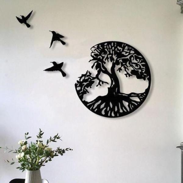 Tree 3D Art Wooden Wall Hanging, Pack Of 4