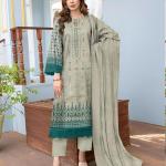3 Pcs Women's Unstitched Lawn Embroidered Suit