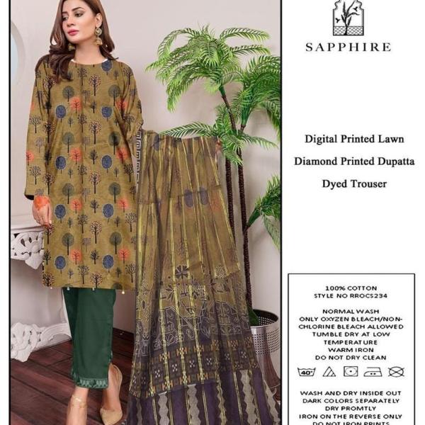 3 Pcs Women's Unstitched Lawn Digital Print Suit