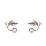 New Pearl Leaf Fish Tail Stud Earrings For Girls