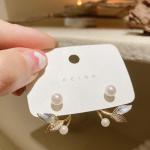 New Pearl Leaf Fish Tail Stud Earrings For Girls