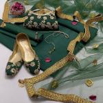 3 Pcs Women's Unstitched Fancy Katan Silk Embroidered Suit